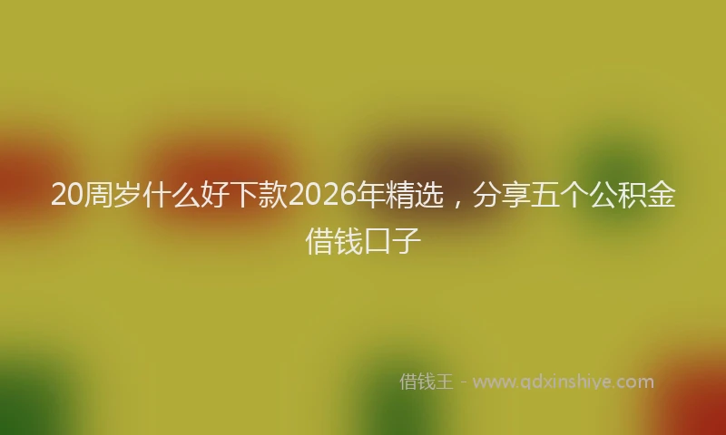 20周岁什么好下款2026年精选，分享五个公积金借钱口子