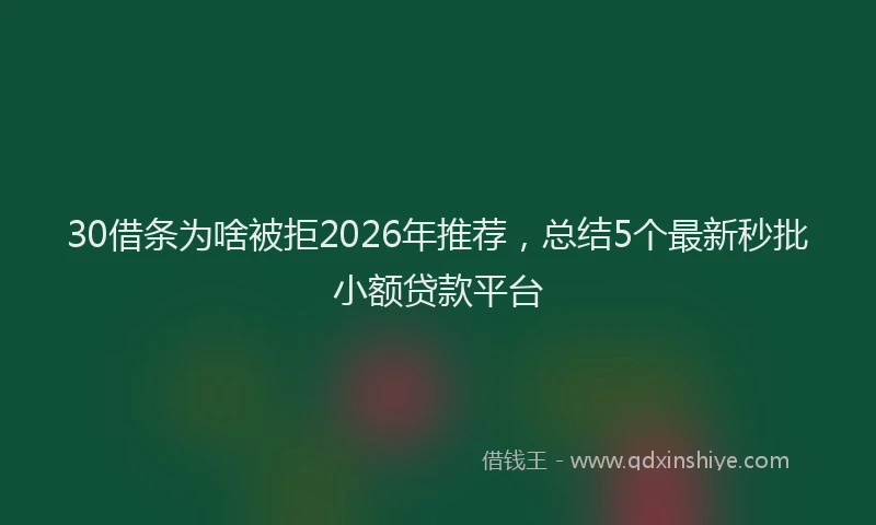 30借条为啥被拒2026年推荐，总结5个最新秒批小额贷款平台