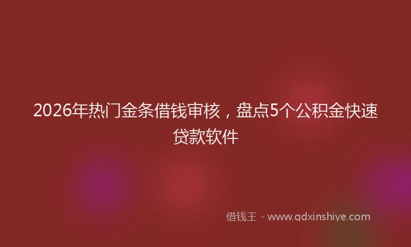 2026年热门金条借钱审核，盘点5个公积金快速贷款软件