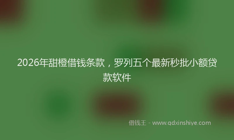 2026年甜橙借钱条款，罗列五个最新秒批小额贷款软件