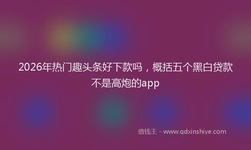 2026年热门趣头条好下款吗，概括五个黑白贷款不是高炮的app