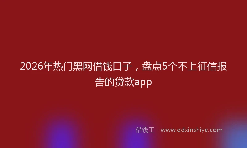 2026年热门黑网借钱口子，盘点5个不上征信报告的贷款app