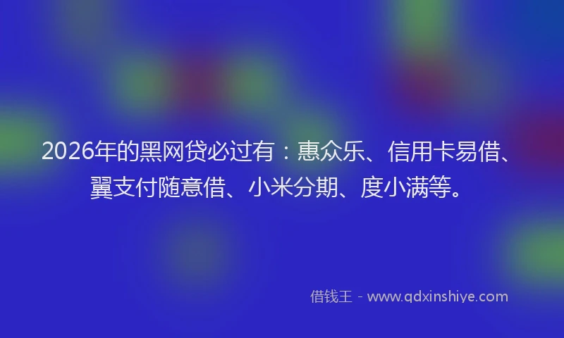 2026年的黑网贷必过有：惠众乐、信用卡易借、翼支付随意借、小米分期、度小满等。