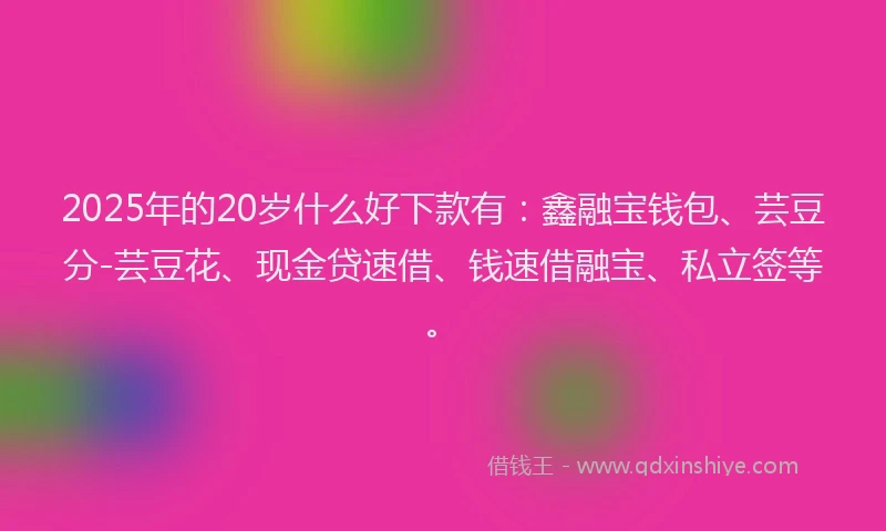 2025年的20岁什么好下款有：鑫融宝钱包、芸豆分-芸豆花、现金贷速借、钱速借融宝、私立签等。
