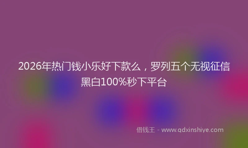 2026年热门钱小乐好下款么，罗列五个无视征信黑白100%秒下平台