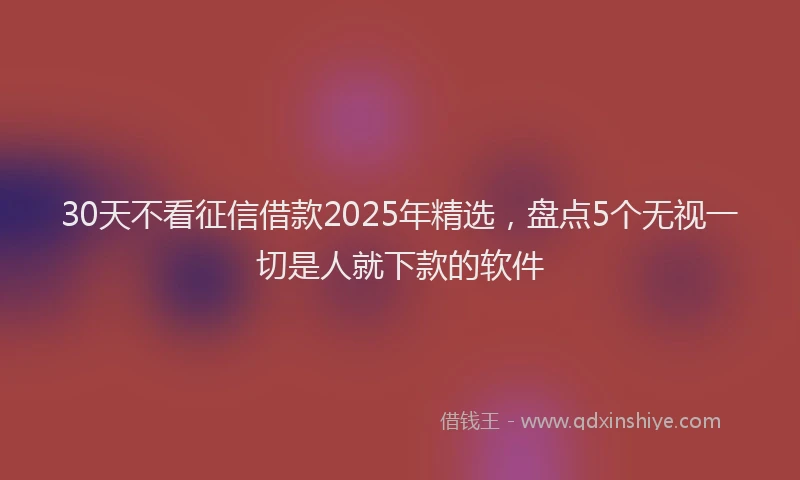 30天不看征信借款2025年精选，盘点5个无视一切是人就下款的软件