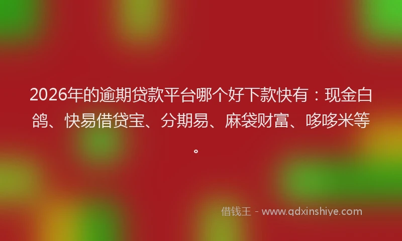 2026年的逾期贷款平台哪个好下款快有：现金白鸽、快易借贷宝、分期易、麻袋财富、哆哆米等。
