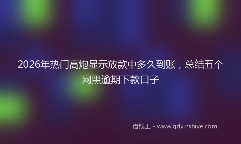 2026年热门高炮显示放款中多久到账,总结五个网黑逾期下款口子