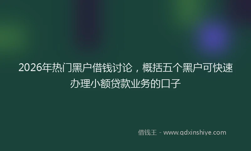 2026年热门黑户借钱讨论，概括五个黑户可快速办理小额贷款业务的口子
