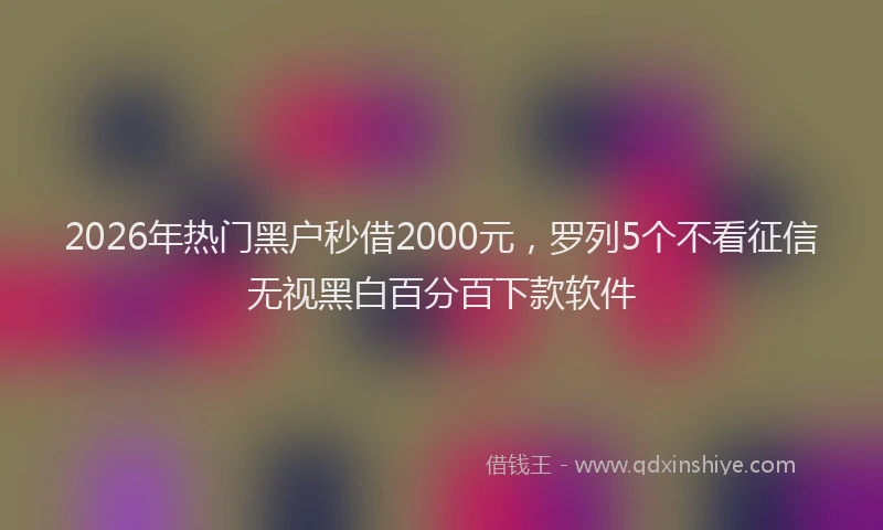 2026年热门黑户秒借2000元，罗列5个不看征信无视黑白百分百下款软件