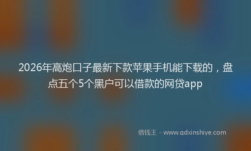 2026年高炮口子最新下款苹果手机能下载的，盘点五个5个黑户可以借款的网贷app