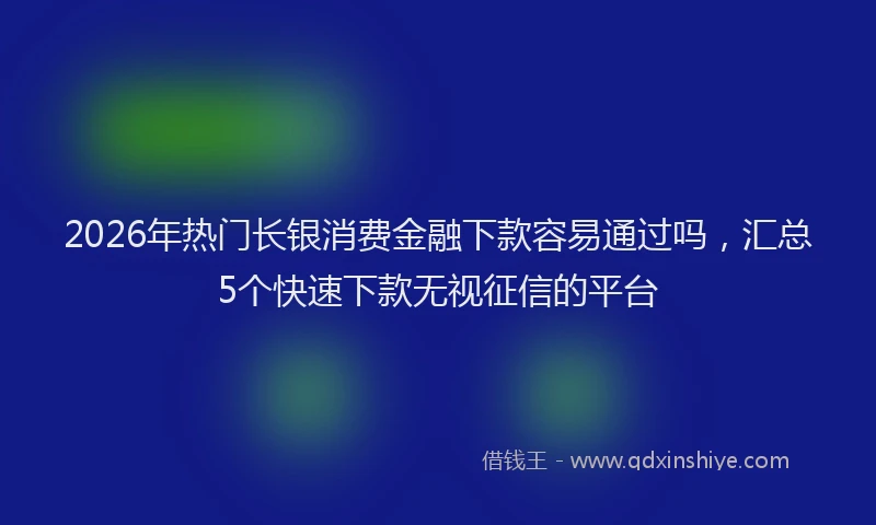 2026年热门长银消费金融下款容易通过吗，汇总5个快速下款无视征信的平台