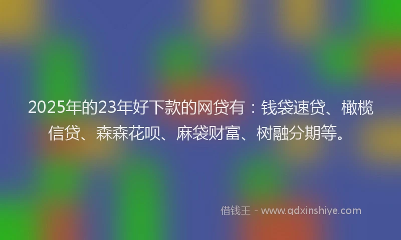 2025年的23年好下款的网贷有：钱袋速贷、橄榄信贷、森森花呗、麻袋财富、树融分期等。