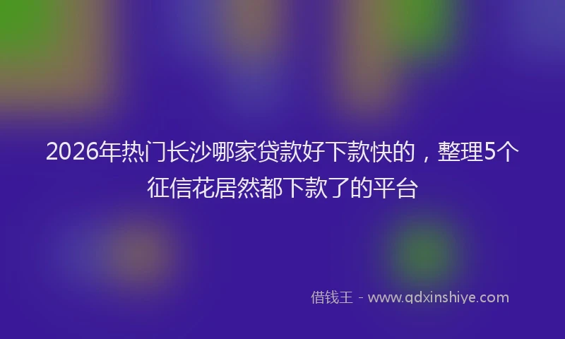 2026年热门长沙哪家贷款好下款快的，整理5个征信花居然都下款了的平台