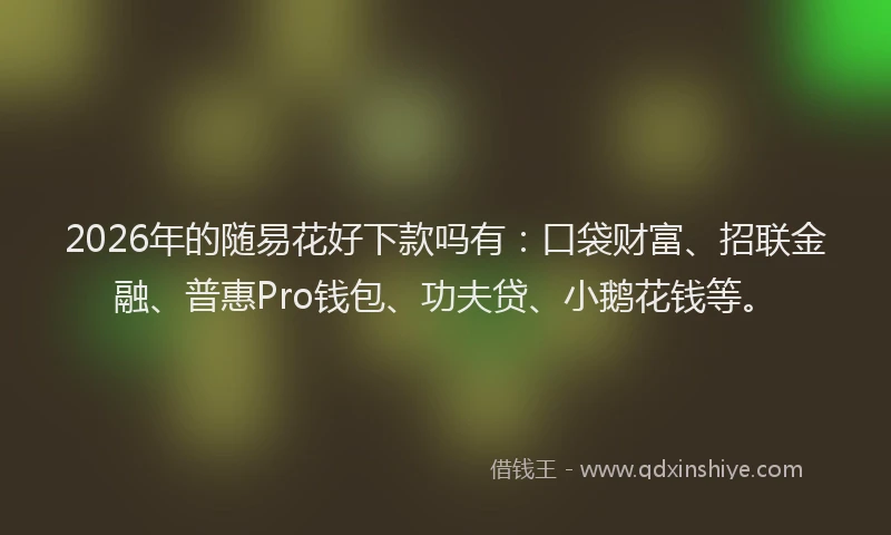 2026年的随易花好下款吗有：口袋财富、招联金融、普惠Pro钱包、功夫贷、小鹅花钱等。