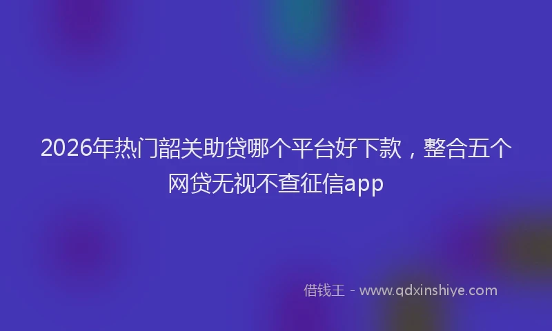 2026年热门韶关助贷哪个平台好下款，整合五个网贷无视不查征信app