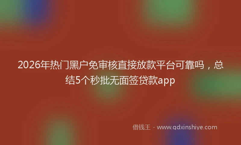 2026年热门黑户免审核直接放款平台可靠吗，总结5个秒批无面签贷款app