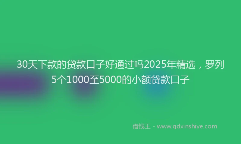 30天下款的贷款口子好通过吗2025年精选，罗列5个1000至5000的小额贷款口子
