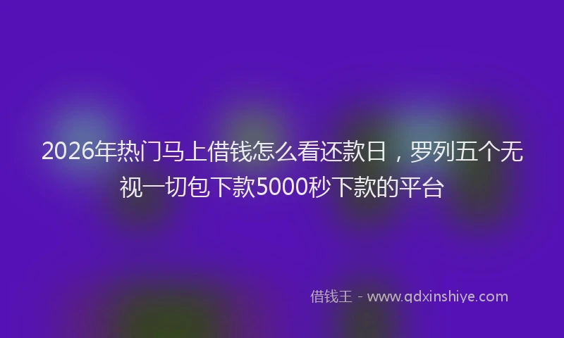 2026年热门马上借钱怎么看还款日，罗列五个无视一切包下款5000秒下款的平台