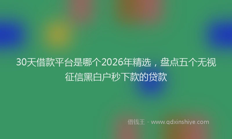 30天借款平台是哪个2026年精选，盘点五个无视征信黑白户秒下款的贷款