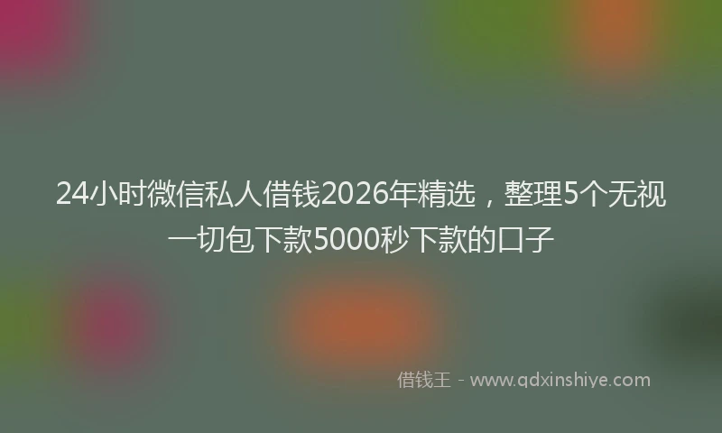 24小时微信私人借钱2026年精选，整理5个无视一切包下款5000秒下款的口子