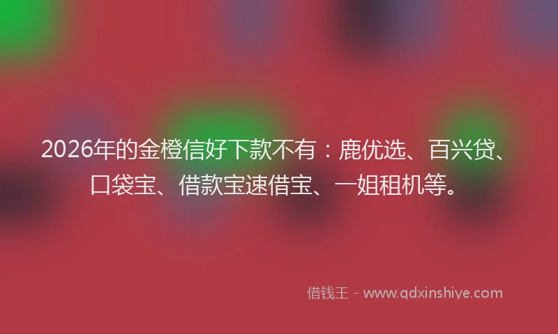 2026年的金橙信好下款不有：鹿优选、百兴贷、口袋宝、借款宝速借宝、一姐租机等。