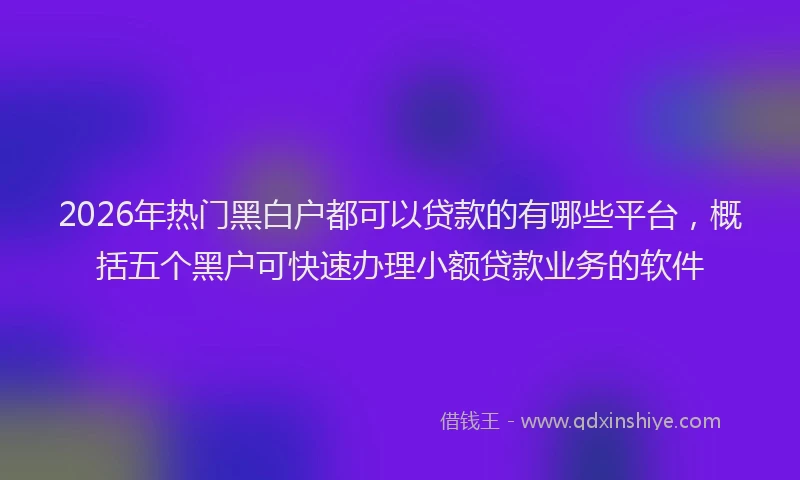 2026年热门黑白户都可以贷款的有哪些平台，概括五个黑户可快速办理小额贷款业务的软件