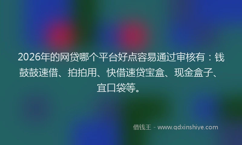 2026年的网贷哪个平台好点容易通过审核有：钱鼓鼓速借、拍拍用、快借速贷宝盒、现金盒子、宜口袋等。