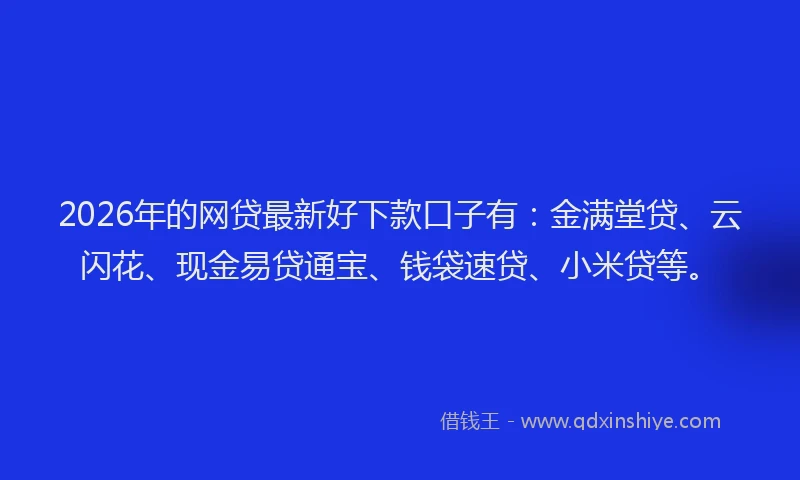 2026年的网贷最新好下款口子有：金满堂贷、云闪花、现金易贷通宝、钱袋速贷、小米贷等。