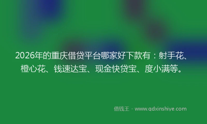 2026年的重庆借贷平台哪家好下款有：射手花、橙心花、钱速达宝、现金快贷宝、度小满等。