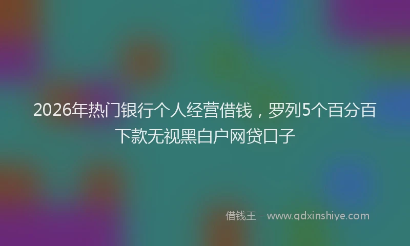 2026年热门银行个人经营借钱，罗列5个百分百下款无视黑白户网贷口子