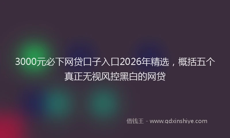 3000元必下网贷口子入口2026年精选,概括五个真正无视风控黑白的网贷