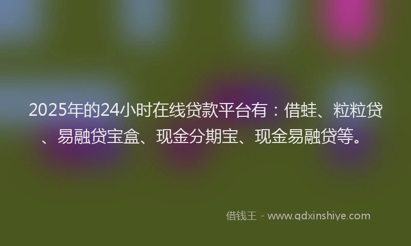 2025年的24小时在线贷款平台有：借蛙、粒粒贷、易融贷宝盒、现金分期宝、现金易融贷等。