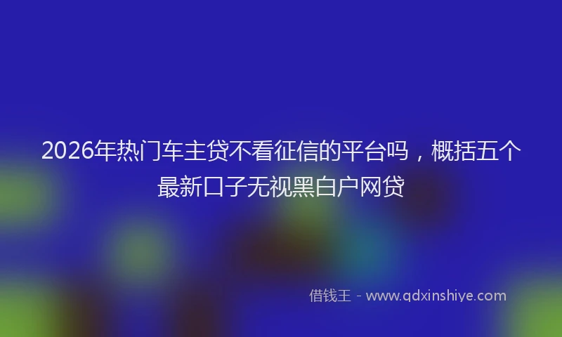 2026年热门车主贷不看征信的平台吗，概括五个最新口子无视黑白户网贷