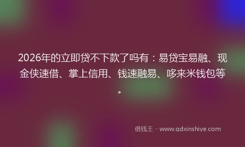 2026年的立即贷不下款了吗有:易贷宝易融、现金侠速借、掌上信用、钱速融易、哆来米钱包等。
