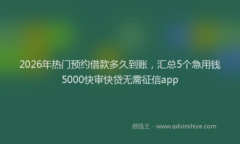 2026年热门预约借款多久到账，汇总5个急用钱5000快审快贷无需征信app