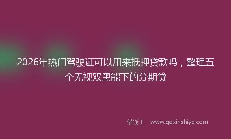 2026年热门驾驶证可以用来抵押贷款吗，整理五个无视双黑能下的分期贷