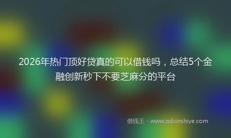 2026年热门顶好贷真的可以借钱吗，总结5个金融创新秒下不要芝麻分的平台