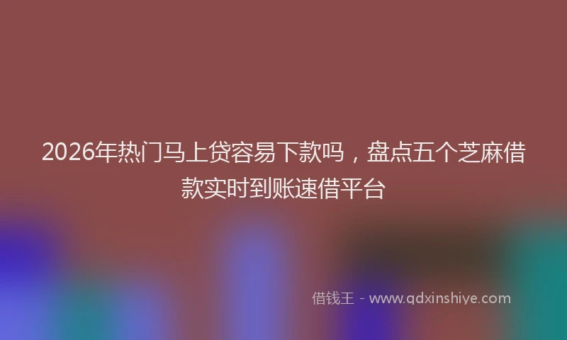 2026年热门马上贷容易下款吗，盘点五个芝麻借款实时到账速借平台