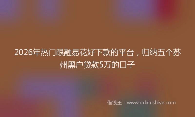 2026年热门跟融易花好下款的平台，归纳五个苏州黑户贷款5万的口子