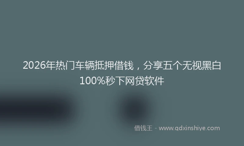 2026年热门车辆抵押借钱，分享五个无视黑白100%秒下网贷软件