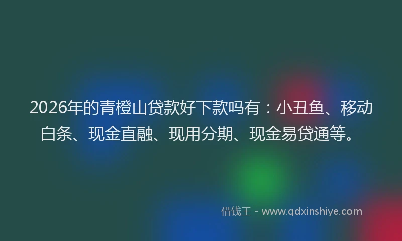 2026年的青橙山贷款好下款吗有:小丑鱼、移动白条、现金直融、现用分期、现金易贷通等。