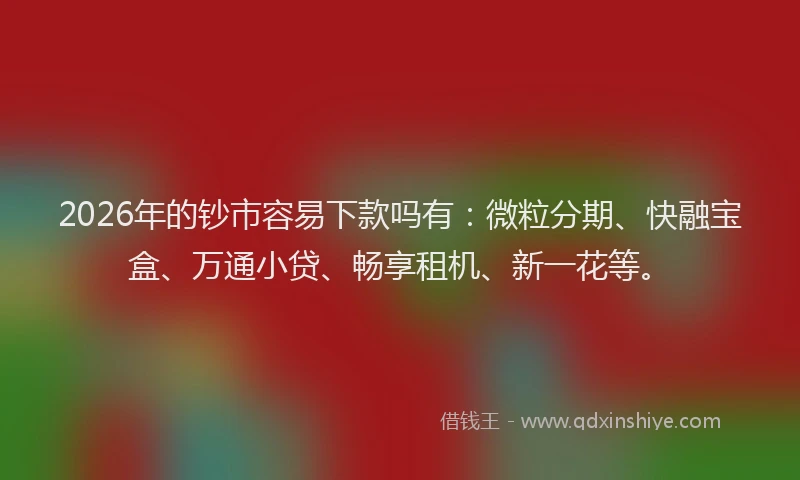 2026年的钞市容易下款吗有：微粒分期、快融宝盒、万通小贷、畅享租机、新一花等。