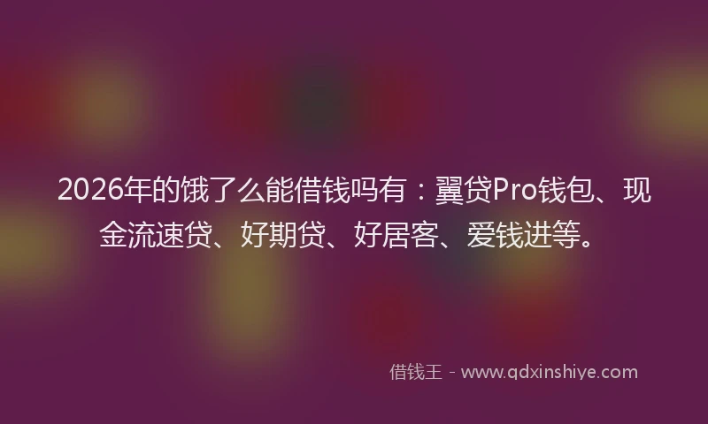2026年的饿了么能借钱吗有：翼贷Pro钱包、现金流速贷、好期贷、好居客、爱钱进等。