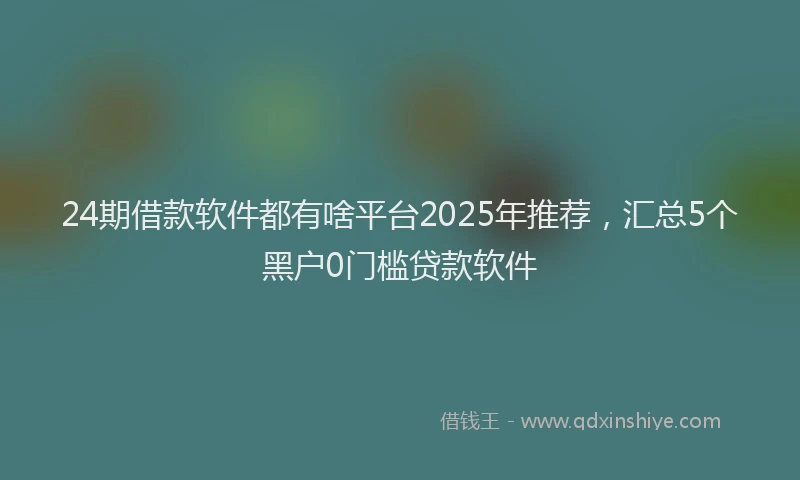 24期借款软件都有啥平台2025年推荐，汇总5个黑户0门槛贷款软件