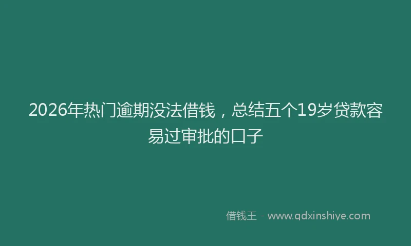 2026年热门逾期没法借钱，总结五个19岁贷款容易过审批的口子