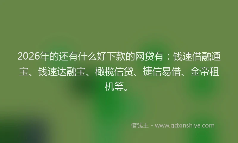 2026年的还有什么好下款的网贷有：钱速借融通宝、钱速达融宝、橄榄信贷、捷信易借、金帝租机等。