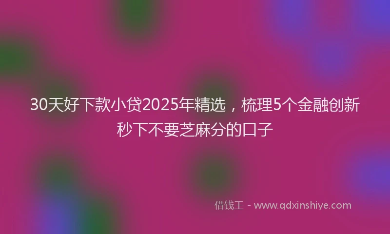 30天好下款小贷2025年精选，梳理5个金融创新秒下不要芝麻分的口子