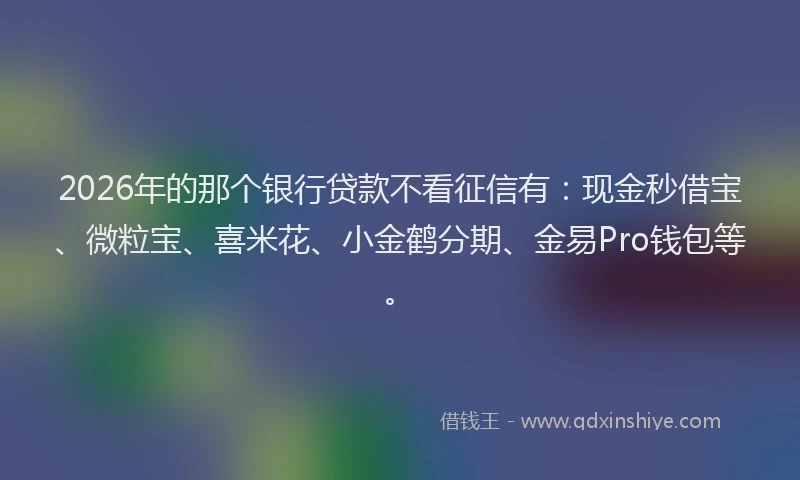 2026年的那个银行贷款不看征信有：现金秒借宝、微粒宝、喜米花、小金鹤分期、金易Pro钱包等。