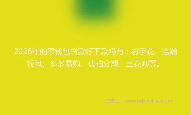 2026年的零钱包贷款好下款吗有：射手花、浩瀚钱包、多多易购、琥珀分期、宜花呗等。
